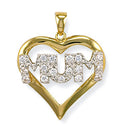 9ct Yellow Gold Cubic Zirconia Heart Mum Pendant