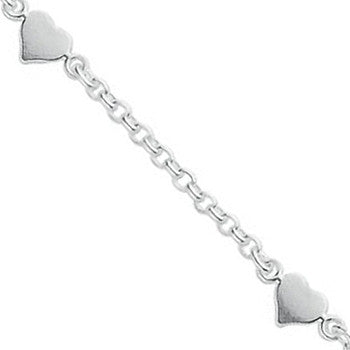 Sterling Silver Hearts Baby 6" Bracelet