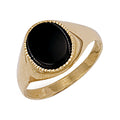 9ct Yellow Gold Plain Oval Black Stone Ring
