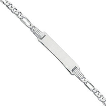 Sterling Silver Figaro ID Baby 6"/Ladies 7" Bracelet