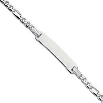 Sterling Silver Figaro ID Baby 6"/Ladies 7" Bracelet