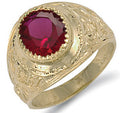 9ct Yellow Gold Red Cubic Zirconia College Ring