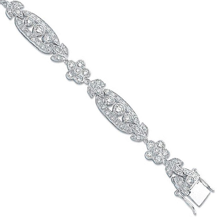Sterling Silver Fancy Cubic Zirconia Bracelet