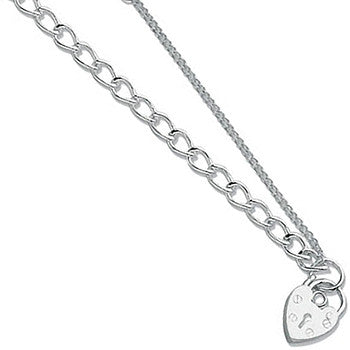 Sterling Silver Open Curb & Padlock Charm Baby 6" Bracelet