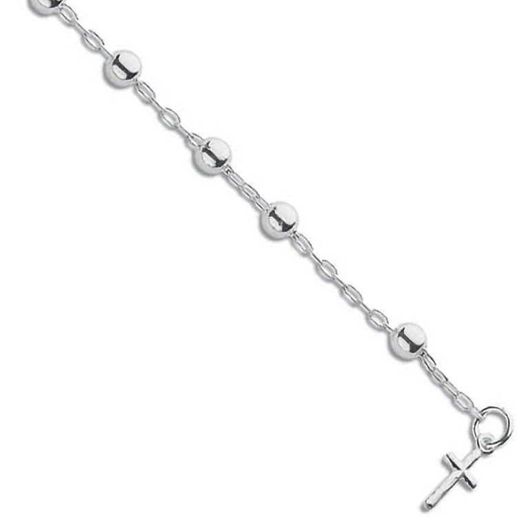 Sterling Silver Fancy Cross Drop Bead Bracelet