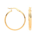 9ct Yellow Gold 24mm Hoop Earrings