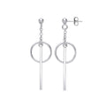 Sterling Silver Pin & Circle Drop Earrings