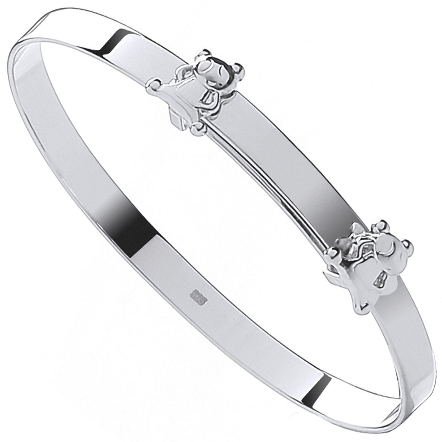 Sterling Silver Expandable Teddy Bears Baby Bangle