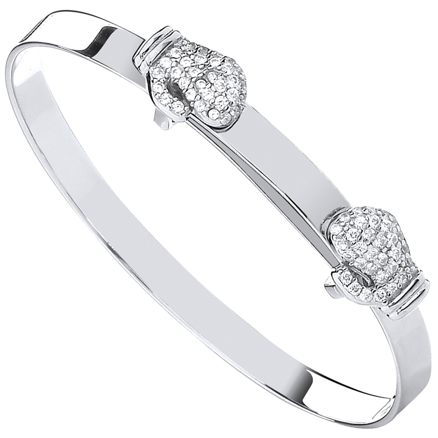 Sterling Silver Expandable Boxing Cubic Zirconia Gloves Baby Bangle