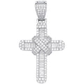 Sterling Silver Round & Baguette Cubic Zirconias Kiss Cross