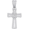 Sterling Silver Baguettes & Round Cubic Zirconias Cross
