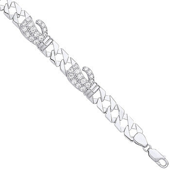 Sterling Silver Cubic Zirconia Boxing Gloves Baby Bracelet