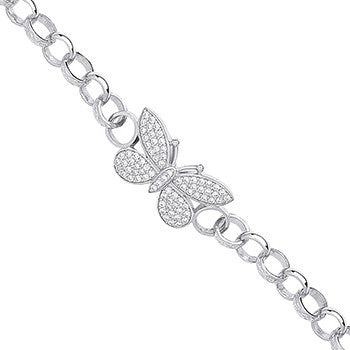 Sterling Silver Cubic Zirconia Butterfly Baby Bracelet