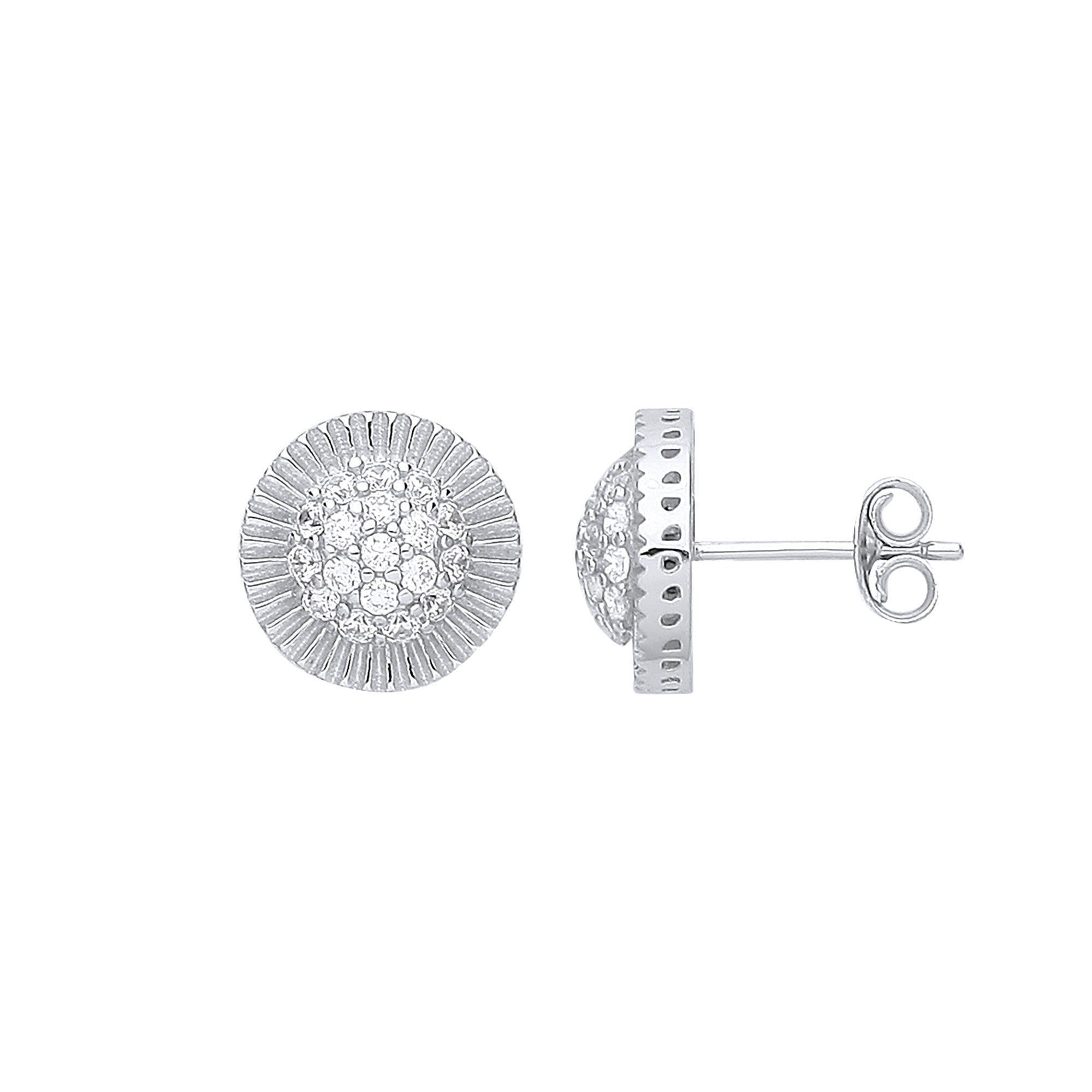 Sterling Silver Round 11.0mm Stud Cubic Zirconia Earrings