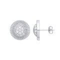Sterling Silver Round 15mm Stud Cubic Zirconia Earrings