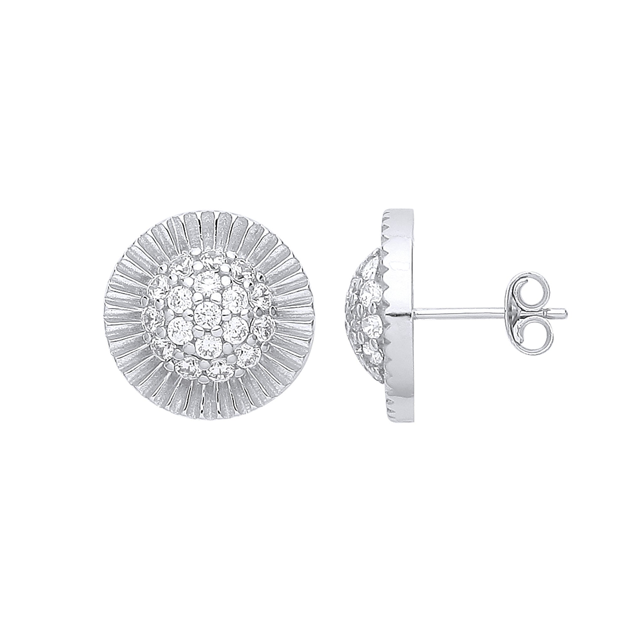 Sterling Silver Round 15mm Stud Cubic Zirconia Earrings