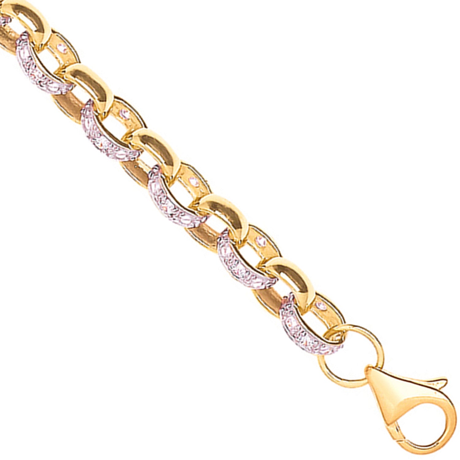 9ct Yellow Gold 7.3mm Plain & Cubic Zirconia Belcher Chain