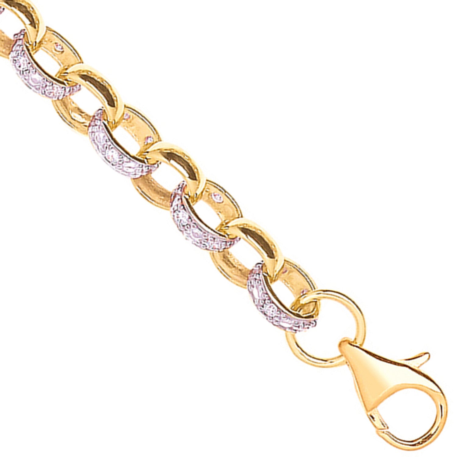 9ct Yellow Gold 8.0mm Plain & Cubic Zirconia Belcher 8.3mm Chain