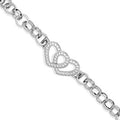 Sterling Silver Belcher Links Cubic Zirconia Hearts Baby Bracelet