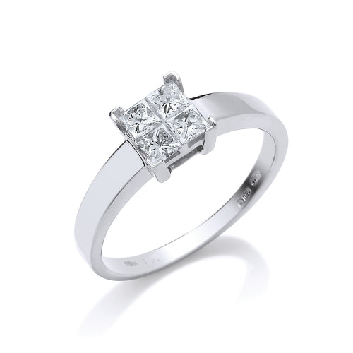 18ct White Gold 0.50ct 4 Stone Princess Cut Diamond Engagement Ring