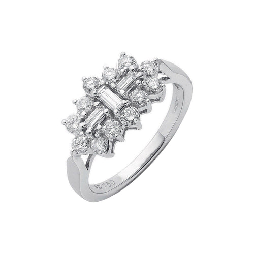 18ct White Gold 1.00ctw Diamond Boat/Cluster Ring