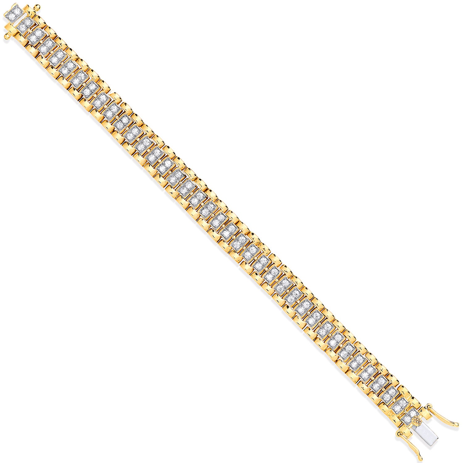 9ct Yellow Gold Fancy Link 0.21ctw Diamonds Child Bracelet