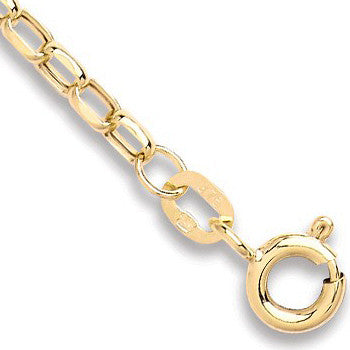 9ct Yellow Gold Hollow Diamond Cut Belcher Anklet