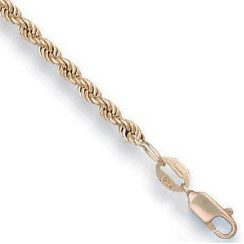 9ct Yellow Gold Hollow Rope Anklet