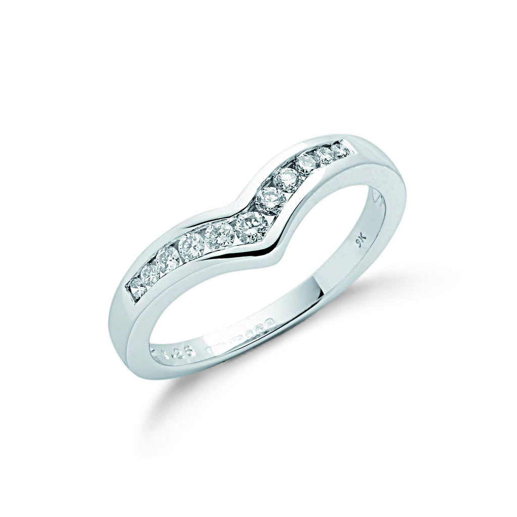 9ct White Gold 0.25ct Diamond Wishbone Ring