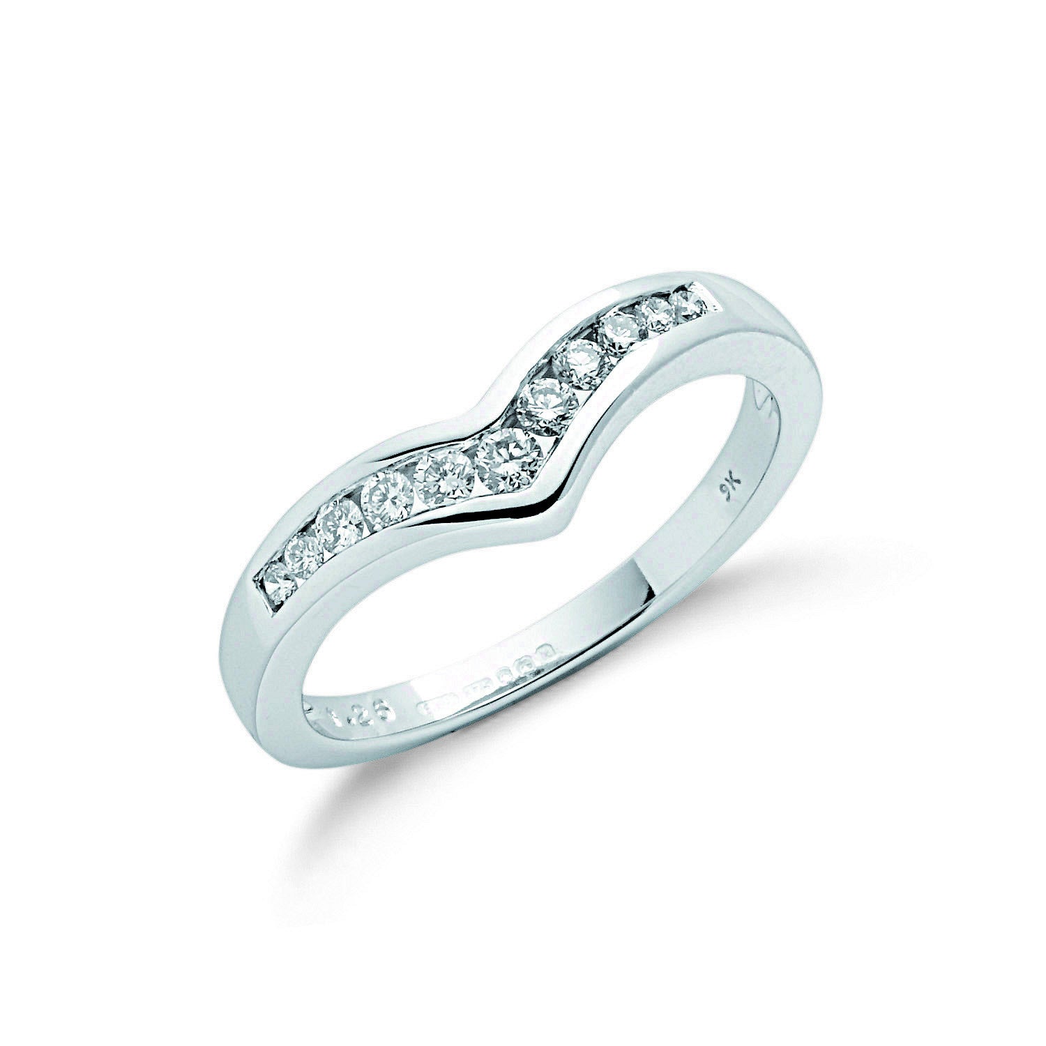 9ct White Gold 0.25ct Diamond Wishbone Ring
