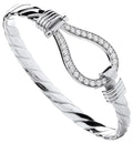 Sterling Silver Cubic Zirconia Hook Gents Bangle