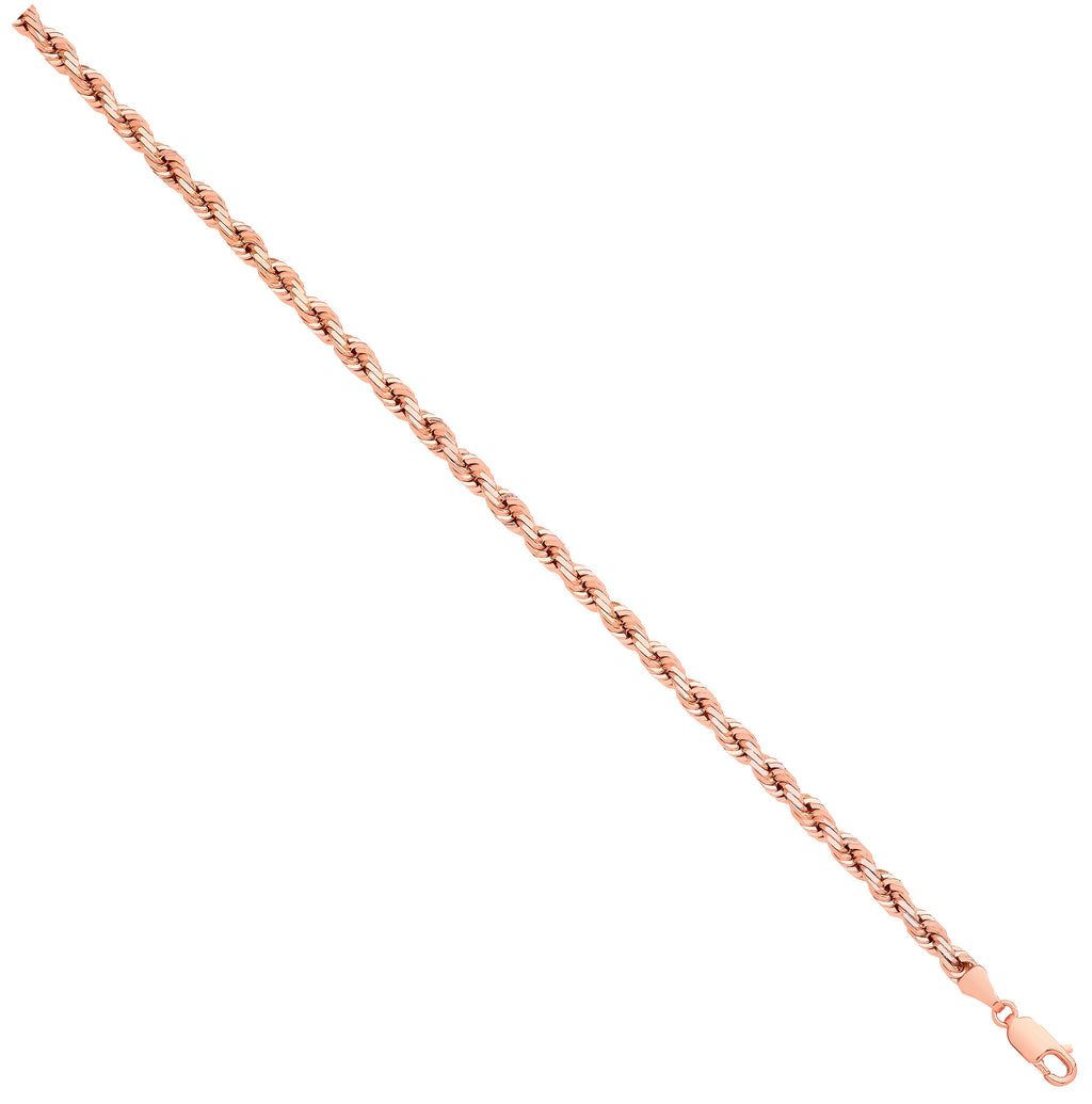 9ct Rose Gold Solid Diamond Cut 4.2mm Rope Chain