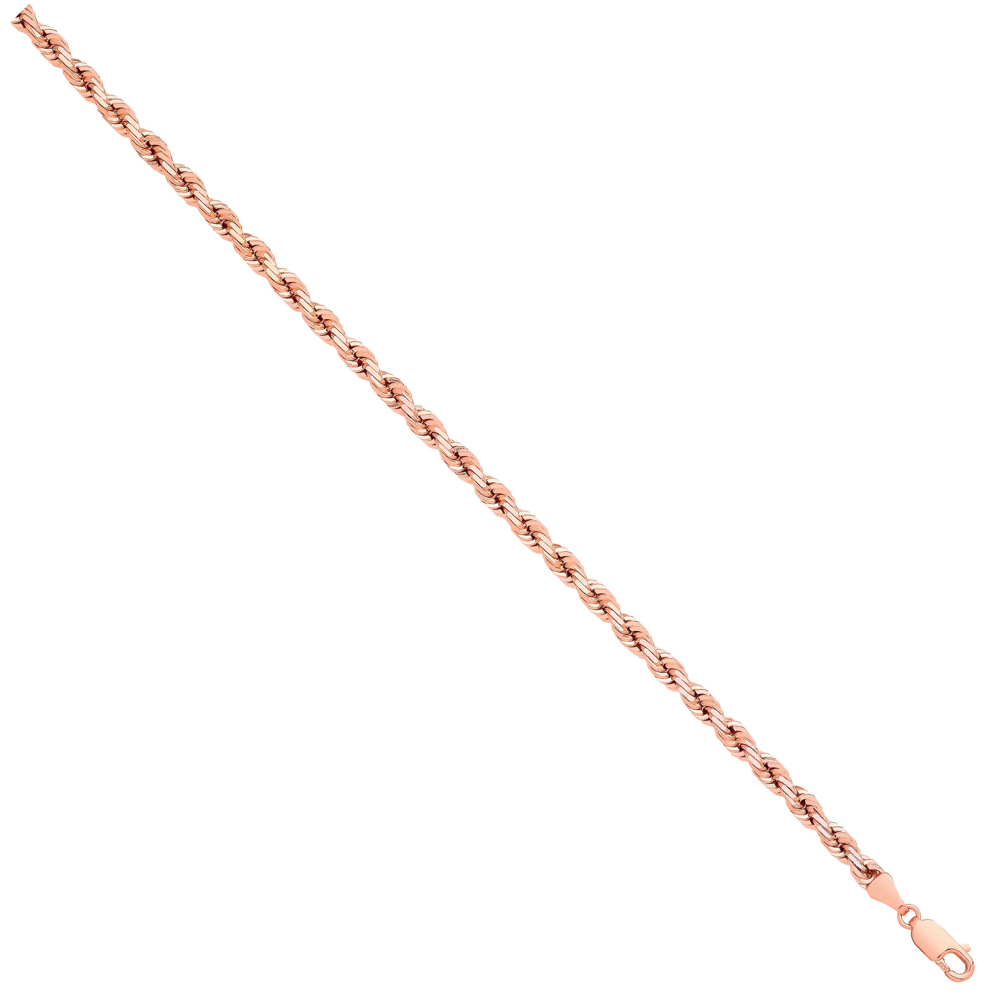 9ct Rose Gold Solid Diamond Cut 4.2mm Rope Chain
