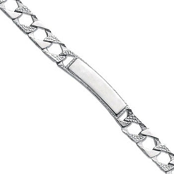 Sterling Silver Plain & Bark Casted Curb ID Baby 6" Bracelet