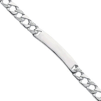 Sterling Silver Plain & Bark Casted Curb ID Baby 6" Bracelet