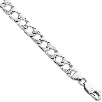 Sterling Silver Plain & Bark Casted Curb Baby 6" Bracelet