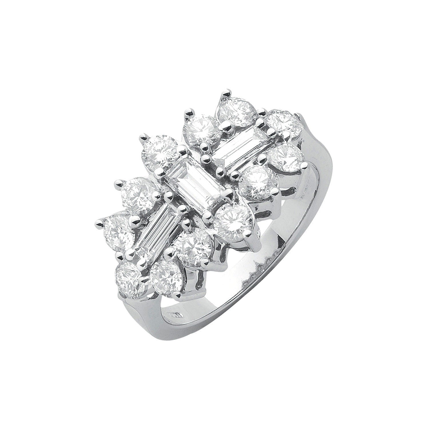 18ct White Gold 2.00ctw Diamond Boat/Cluster Ring