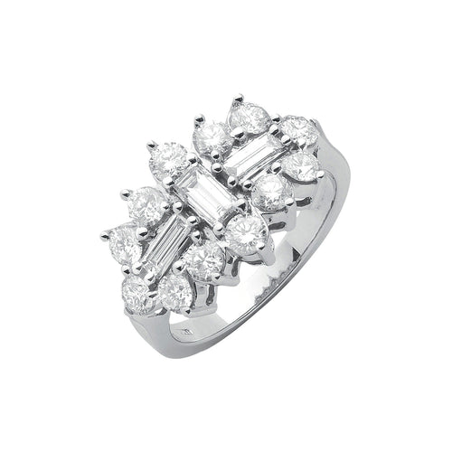 18ct White Gold 2.00ctw Diamond Boat/Cluster Ring