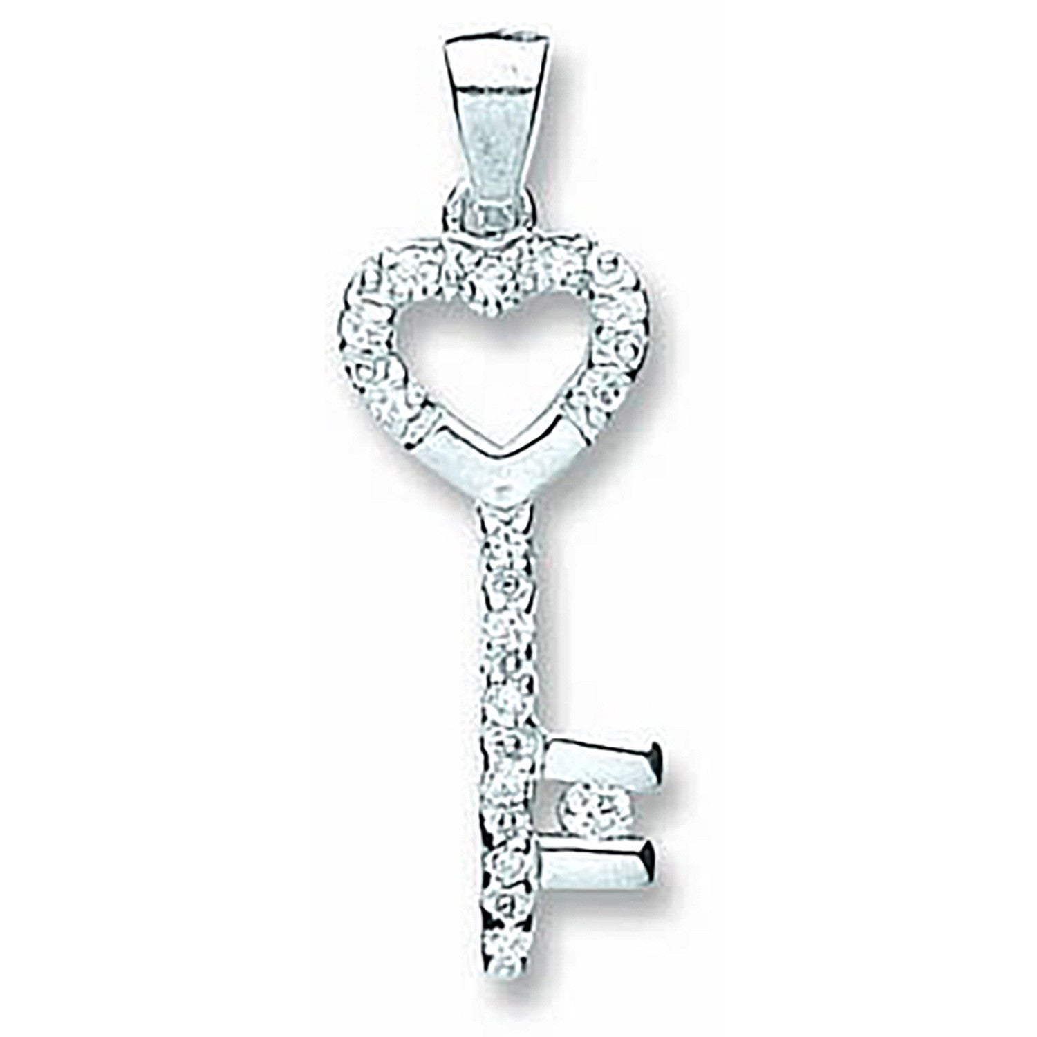 Sterling Silver Cubic Zirconia Key Drop Pendant