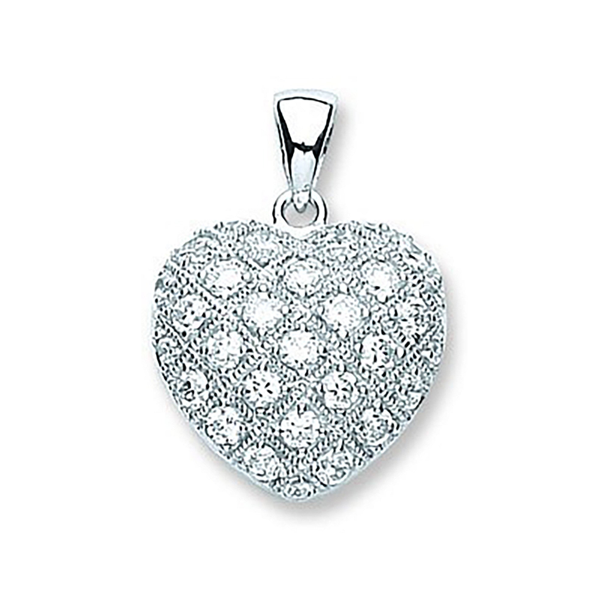 Sterling Silver Fancy Cubic Zirconia Heart Pendant