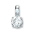 Sterling Silver Claw Set Cubic Zirconia Single Stone Pendant