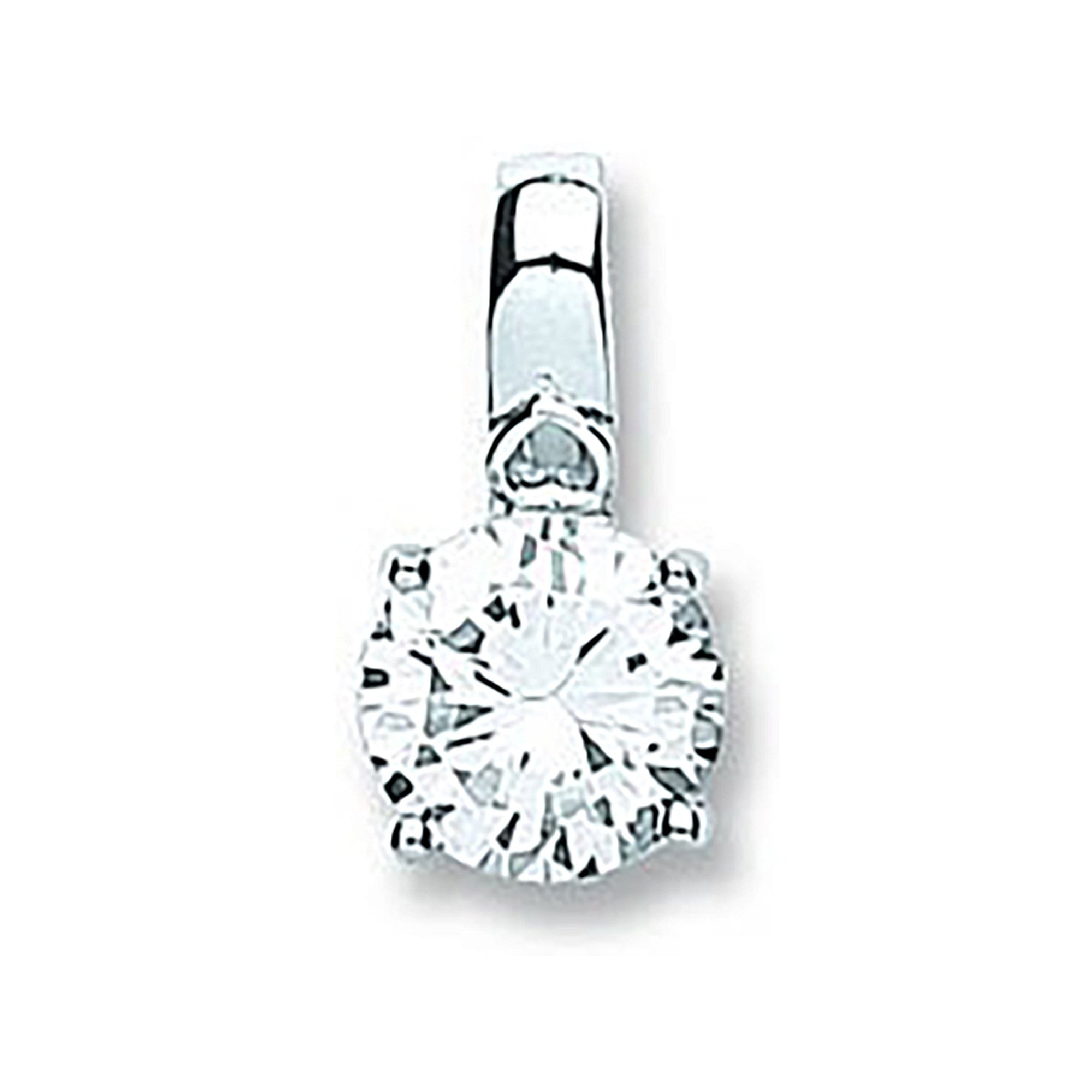Sterling Silver Claw Set Cubic Zirconia Single Stone Pendant