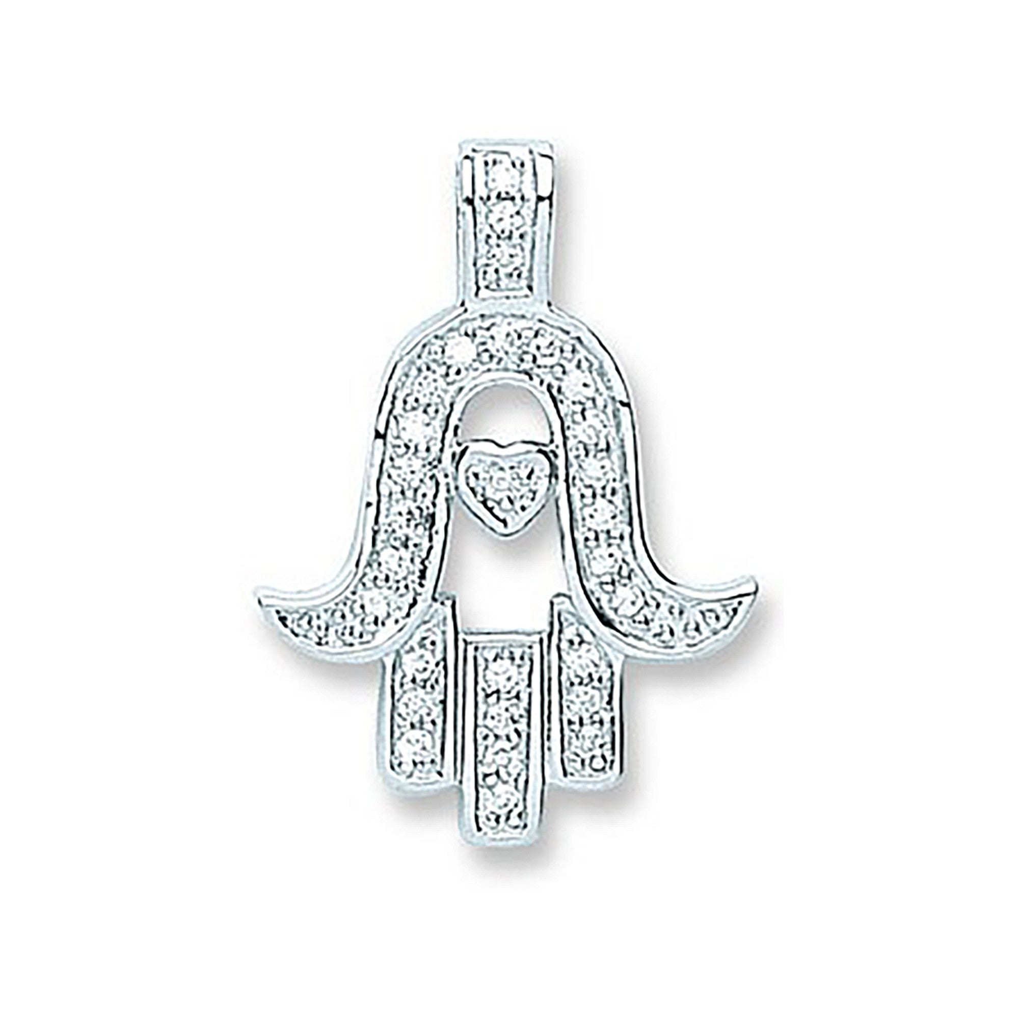 Sterling Silver Cubic Zirconia Chamsa Pendant