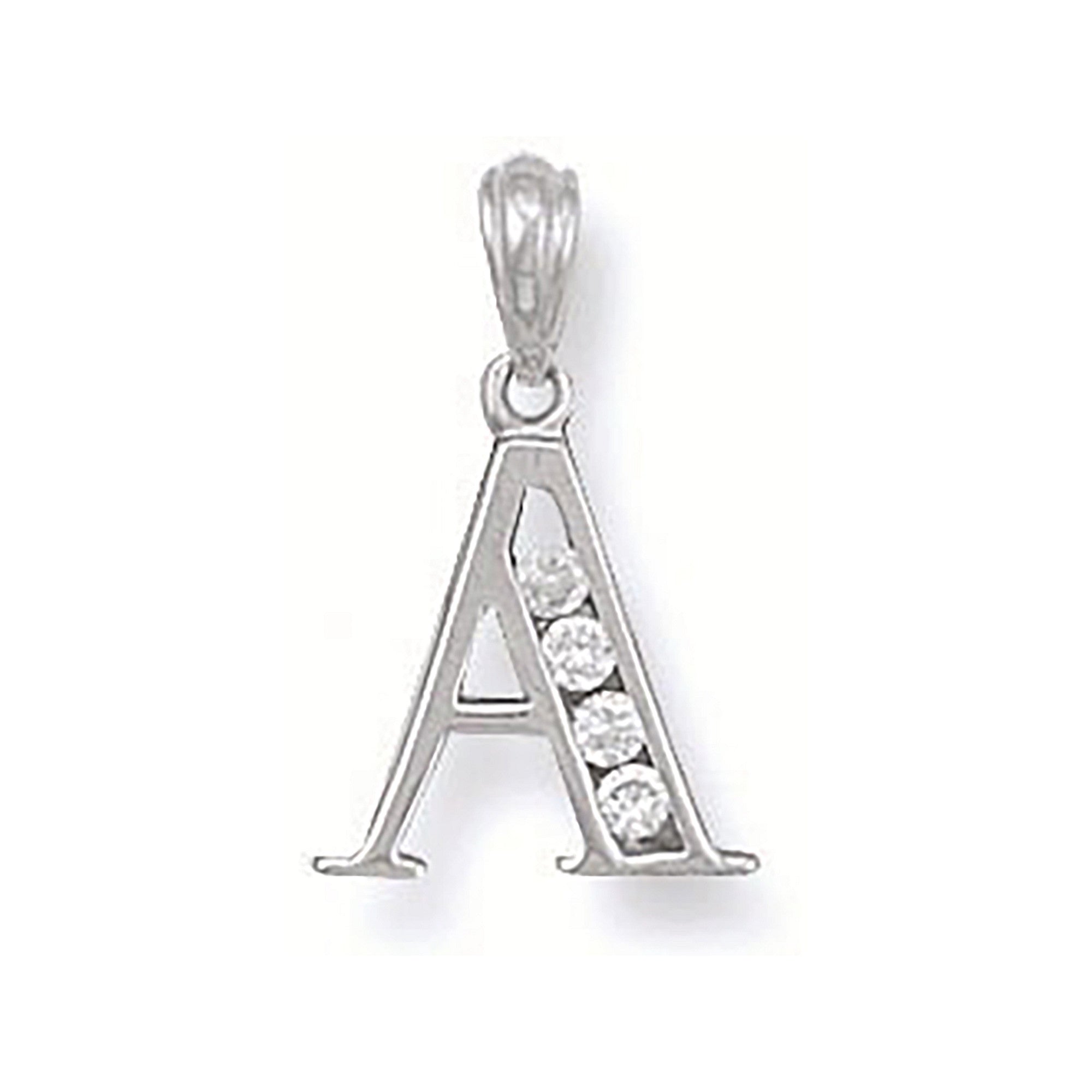 Sterling Silver Channel Set Cubic Zirconia Initial Pendant
