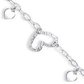 Sterling Silver Fancy Heart Drop Anklet
