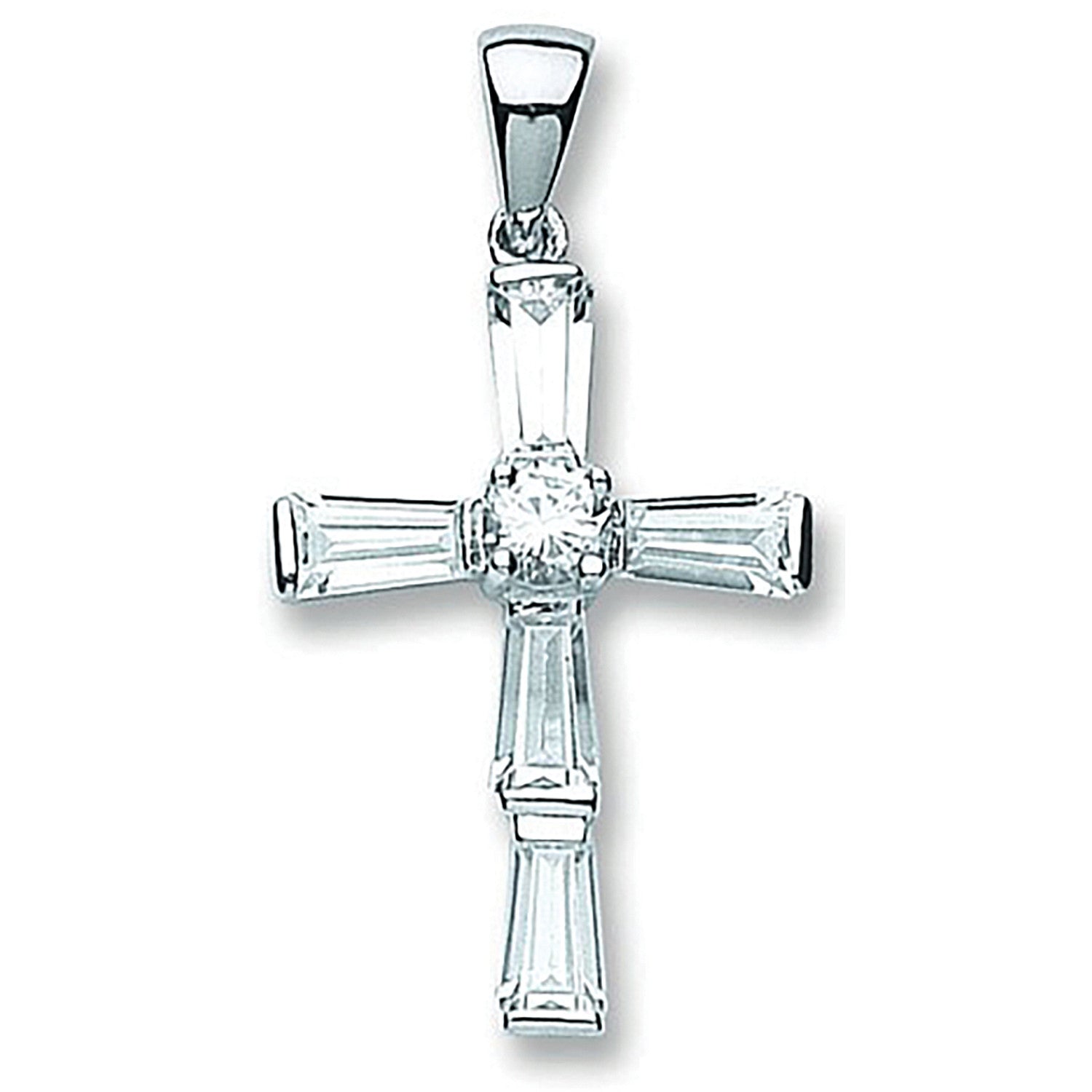 Sterling Silver Fancy Cubic Zirconia Cross