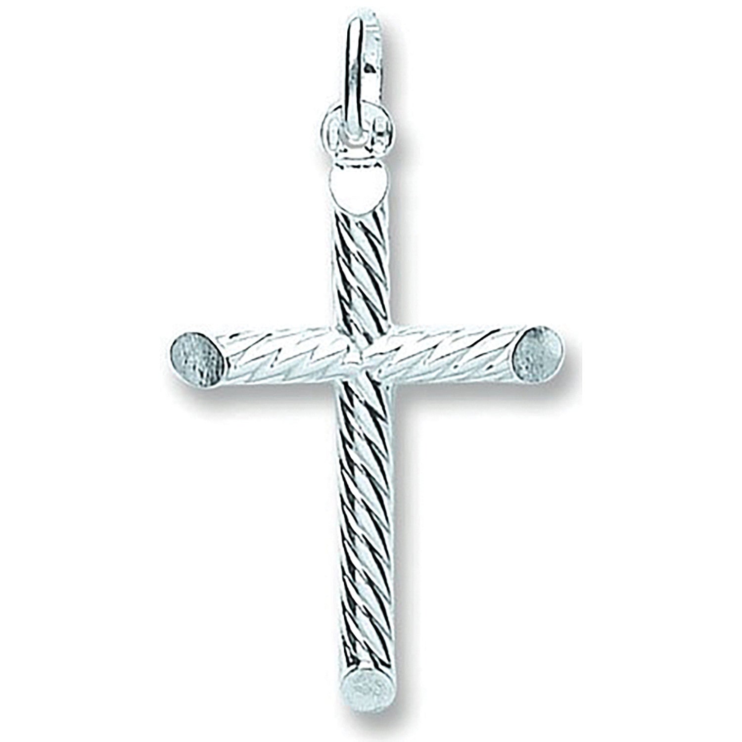 Sterling Silver Fancy Tubed Cross