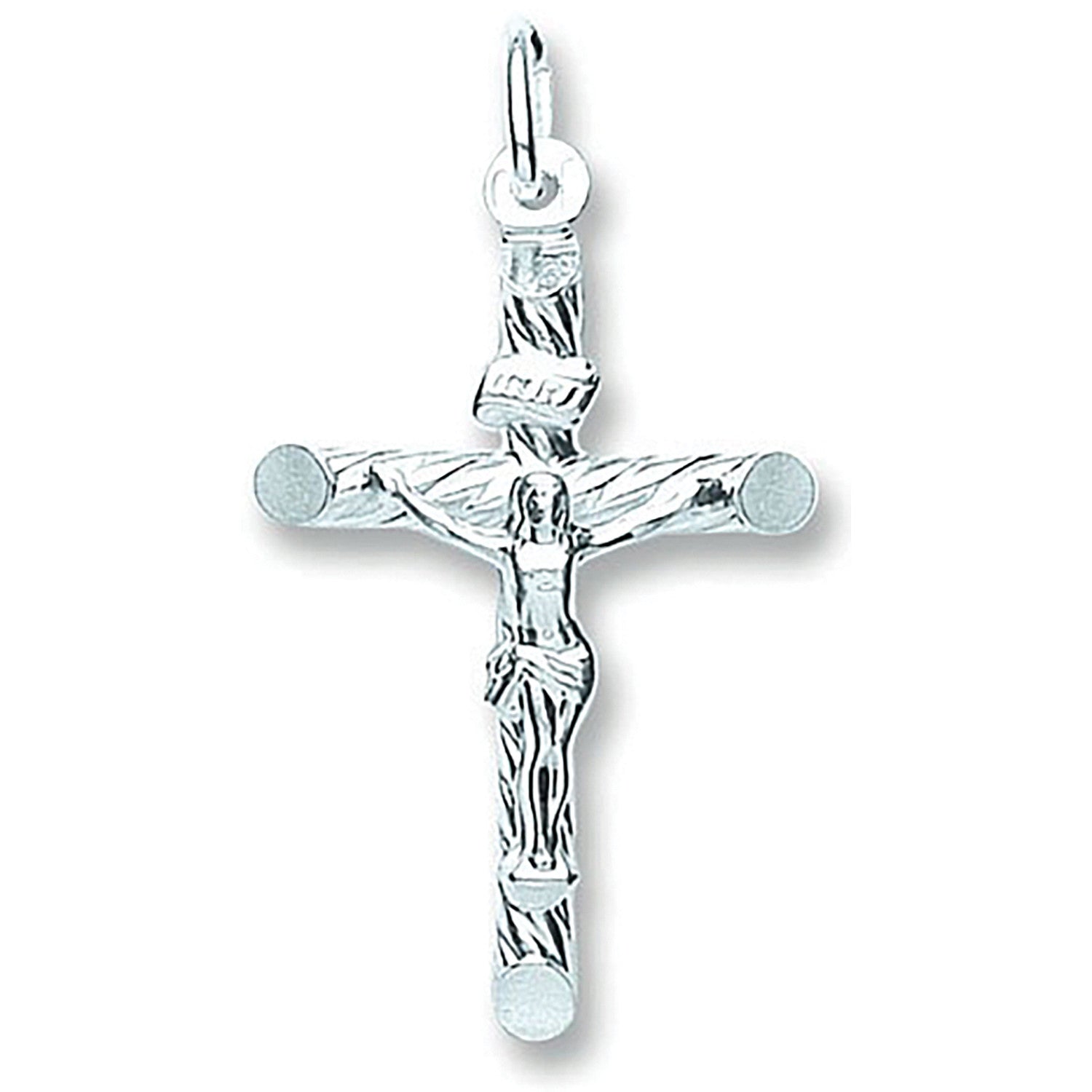 Sterling Silver Fancy Tubed Crucifix