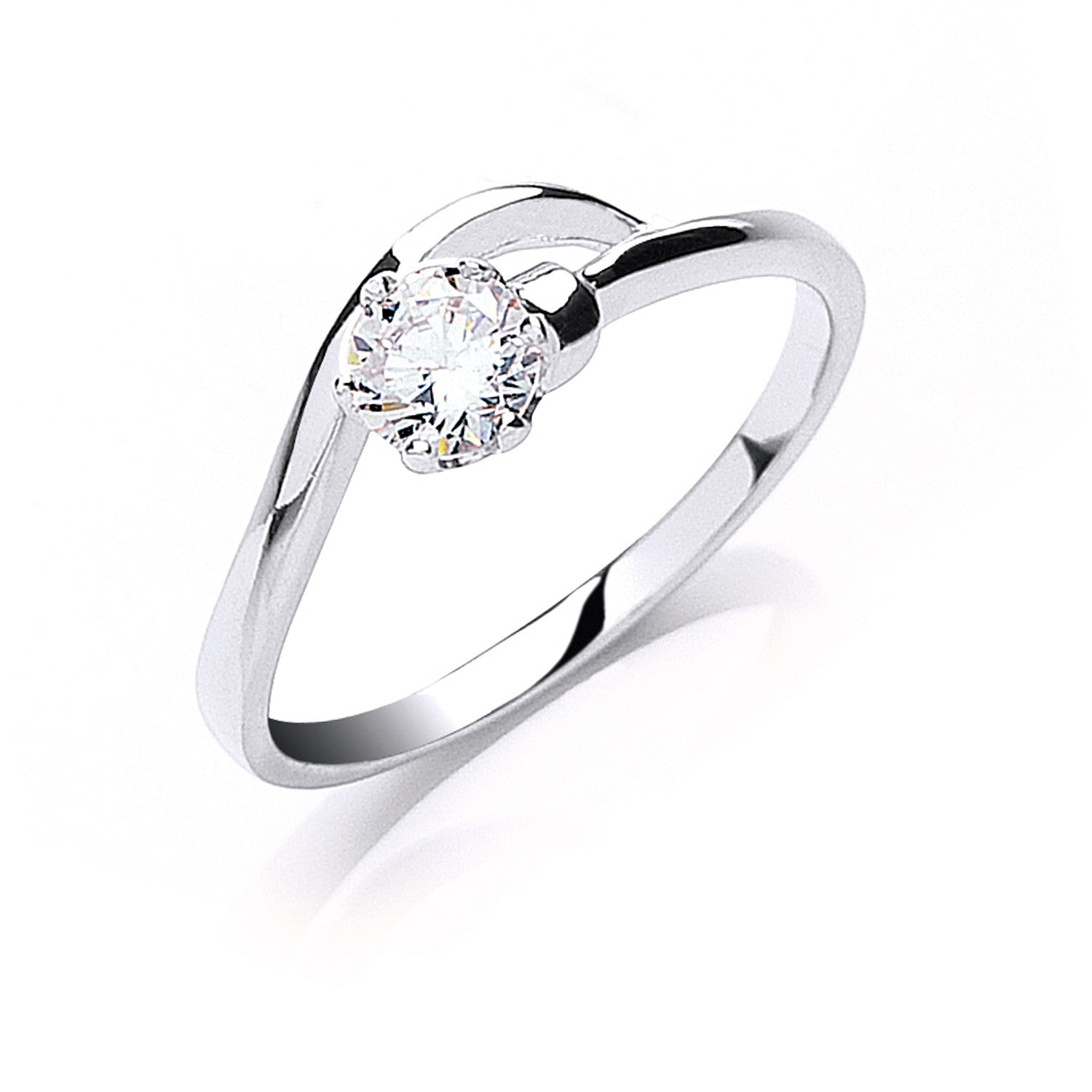 Sterling Silver Claw Set Cubic Zirconia Solitaire Ring