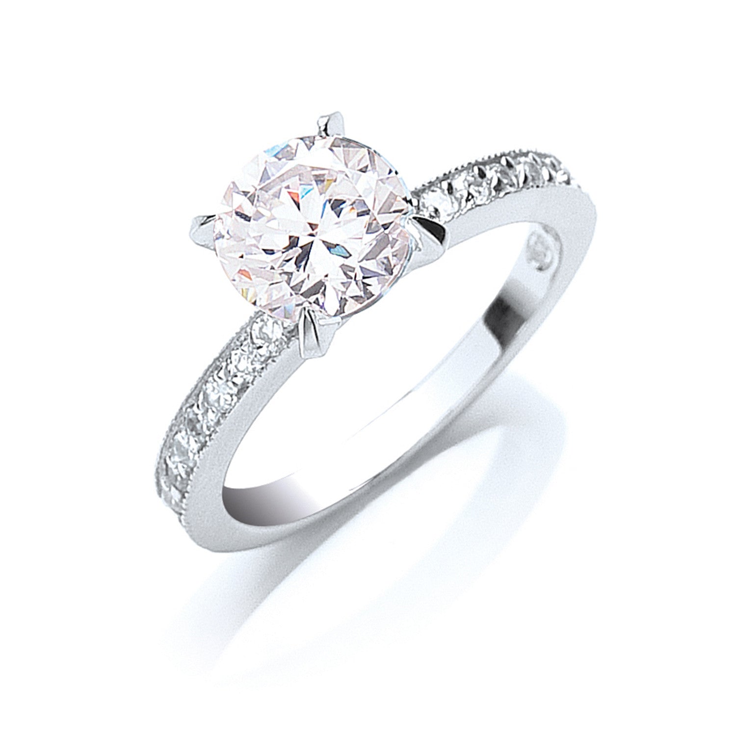 Sterling Silver Claw Set Cubic Zirconia Solitaire Ring